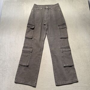 NVFelix Womens Small Cargo Pants Black Wide Leg Baggy Utility Y2K Denim NWT
